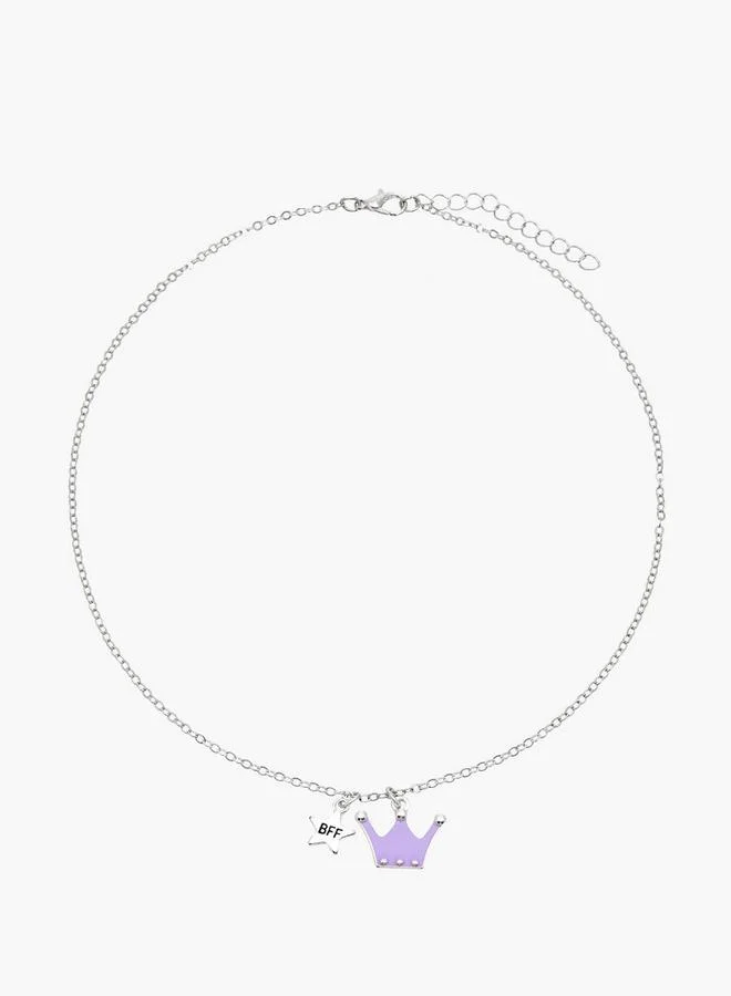 Flora Bella By Shoexpress Crown Pendant Bff Necklace - Set Of 2